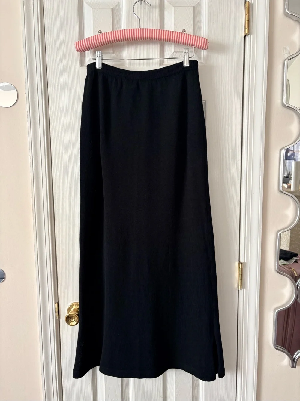 VTG Helen Hsu Black Knit Midi Skirt Size L - Picture 10 of 10